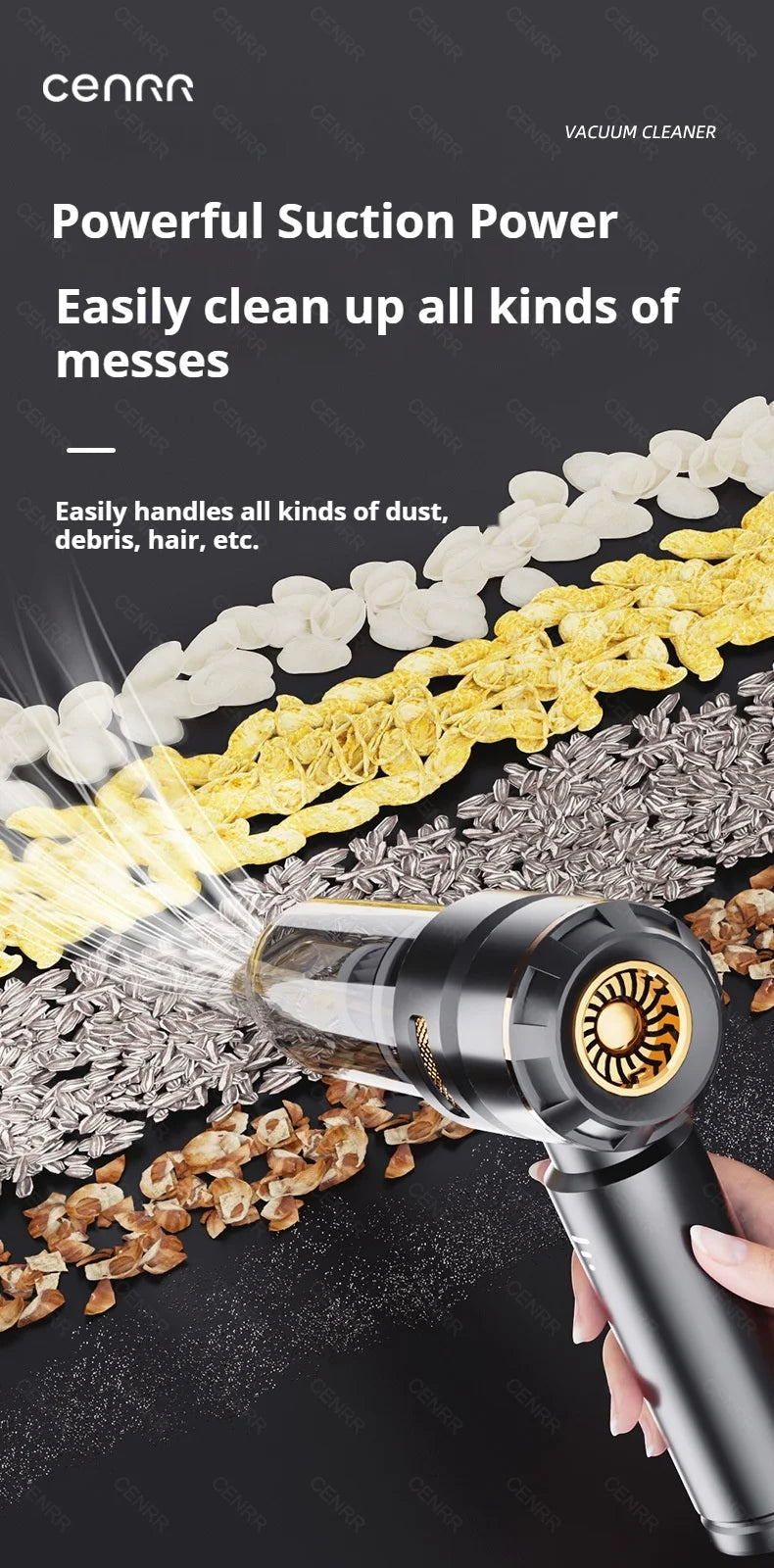 CENRR 998000PA Car Vacuum Cleaner Powerful Portable HandHeld Vacuum Cleaner For Car Wireless Cleaner Robot Car Accessories