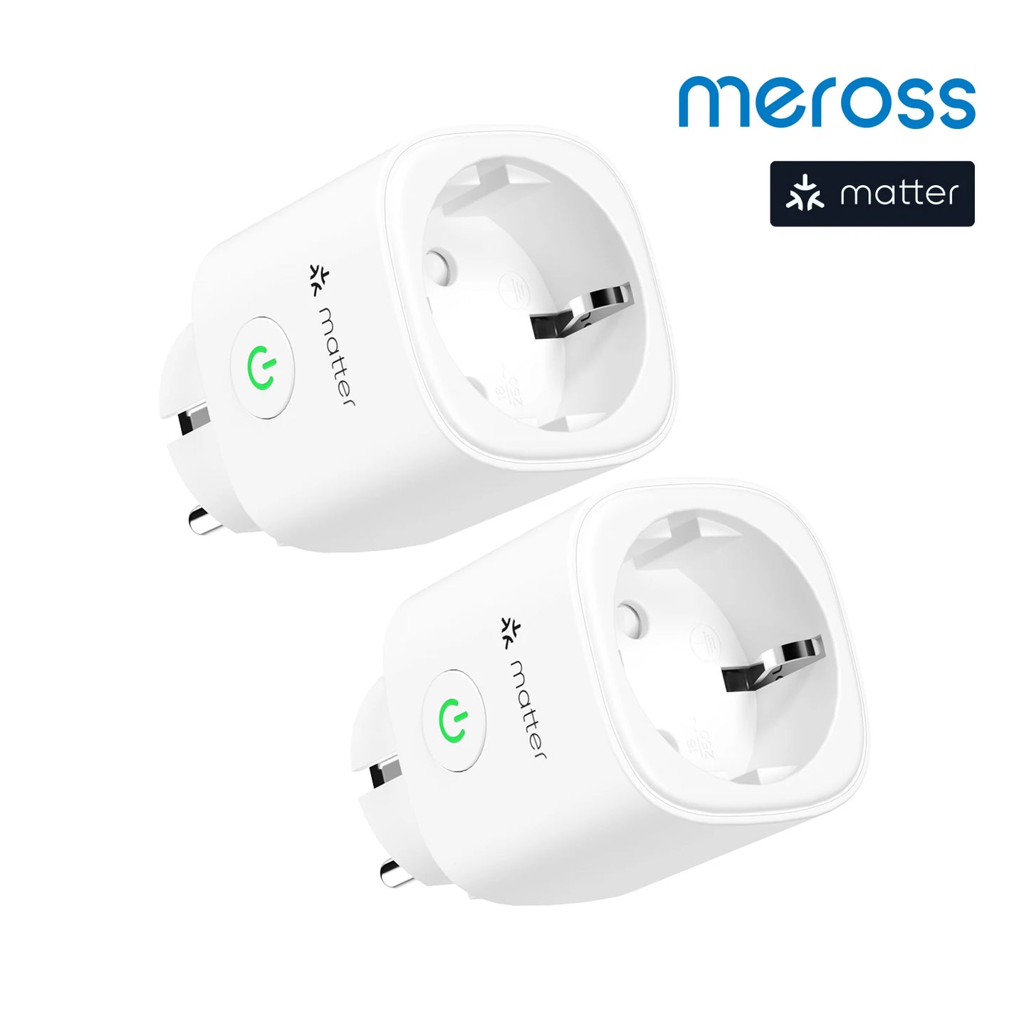 Meross Matter Smart Wi-Fi EU Plug with Energy Monitor Function Work with Apple Homekit Google Home Smartthings Alexa