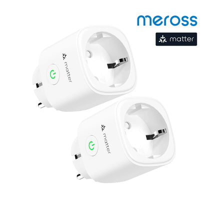 Meross Matter Smart Wi-Fi EU Plug with Energy Monitor Function Work with Apple Homekit Google Home Smartthings Alexa