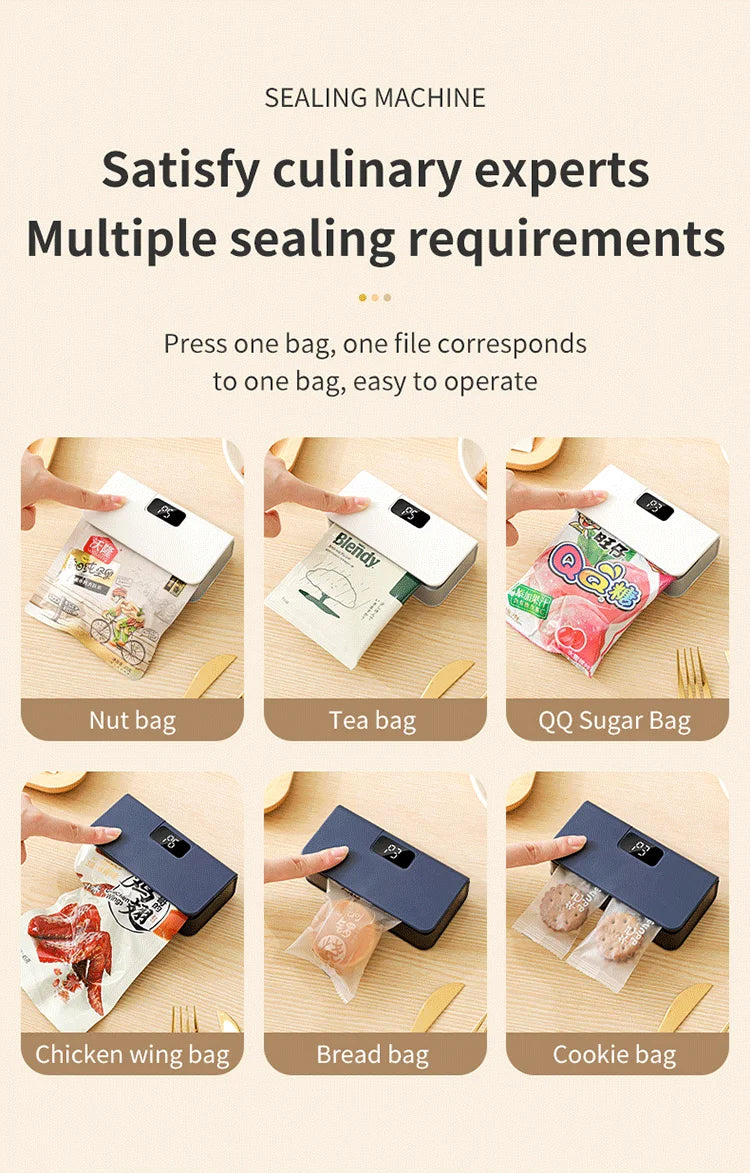 Plastic Bag Sealer Mini Heat Bag Sealing Machine Rechargeable Handheld Food Packaging Heat Sealer Thermal Bags Sealing Machine