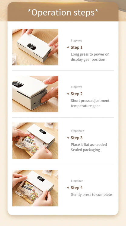 Plastic Bag Sealer Mini Heat Bag Sealing Machine Rechargeable Handheld Food Packaging Heat Sealer Thermal Bags Sealing Machine