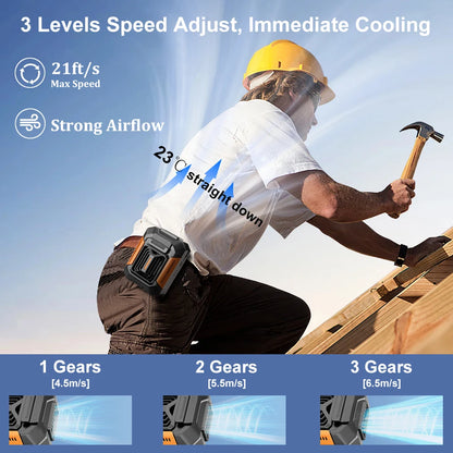 Portable Waist Fan Mini Hanging Neck Fan USB Rechargeable Fan Small Outdoor Camping Waist Clip Fan with LED Light Power Bank