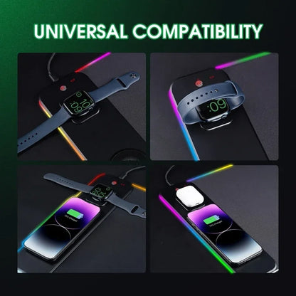 RGB Mouse Keyboard Pad with Wireless Charging Large Pads for Phone Gaming Mousepad Desktop PC Laptop Computer Desks Plate Mat