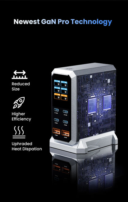 240W GaN Charger PD3.1 140W USB Type C 6 Ports PPS PD Desktop Fast Charging Station for MacBook Laptops Tablet iPhone Samsung