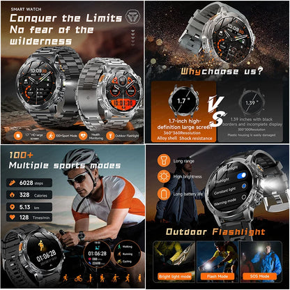 T-Rex 3 Military Grade 1000mAh Battery Smart Watch IP68 Waterproof GPS Bluetooth call AMOLED HD Men Sports 2025 New Smartwatch