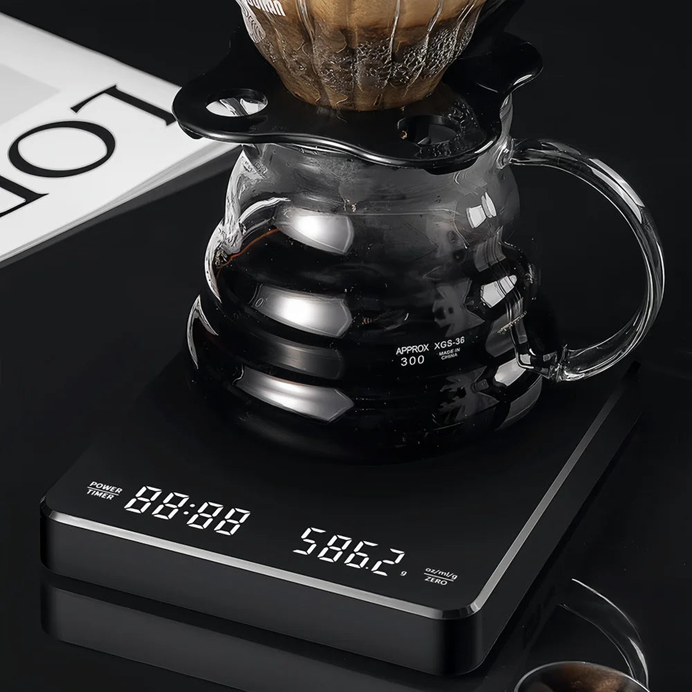 High-precision Electronic Coffee Scale with Waterproof Pad LED Display USB Timing Professional Home Coffee Accessories 3kg/0.1g