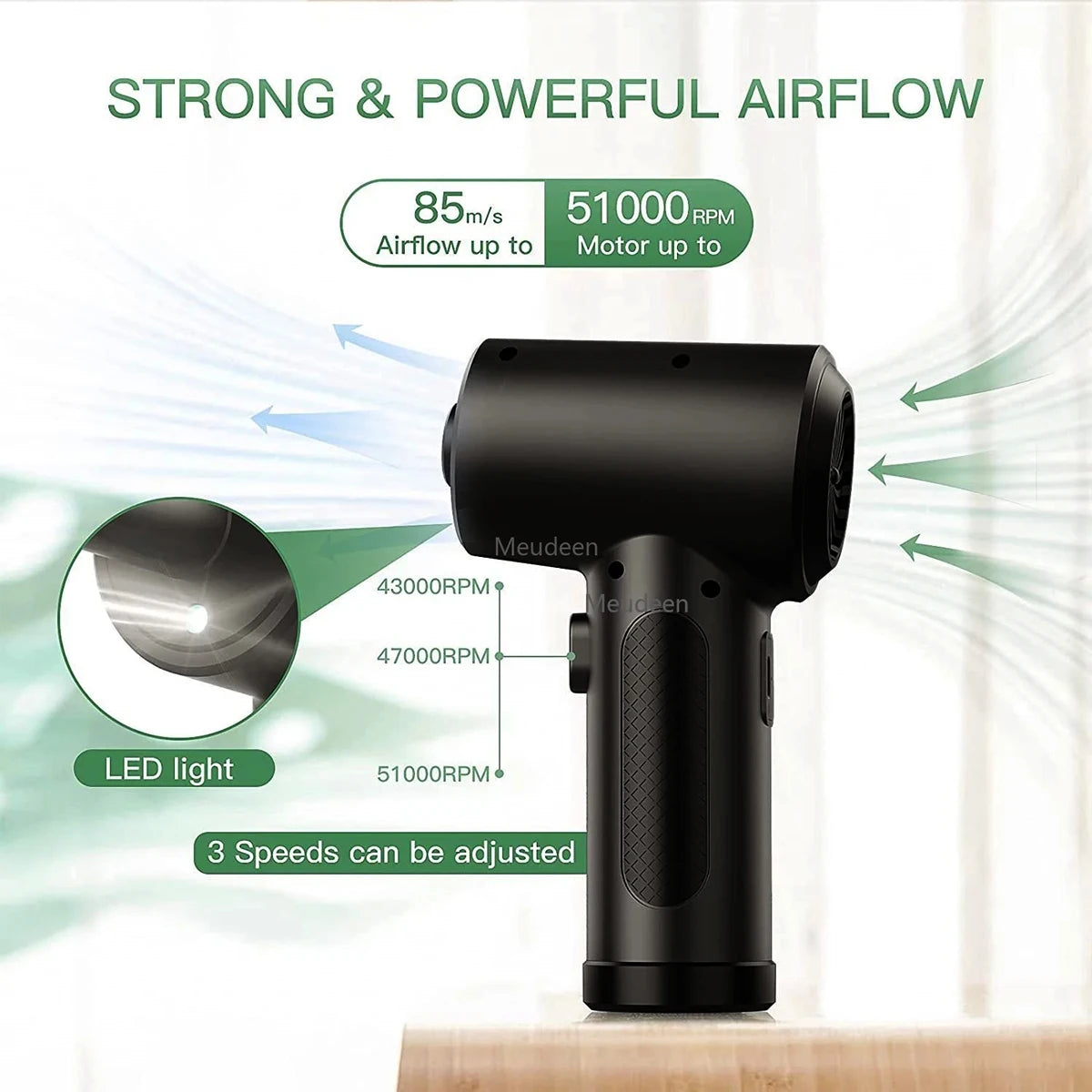 Compressed Air Duster For Computer Keyboard 51000 RPM USB Charging Mini Electric Cordless PC Car Cleaner Wireless Air Blower