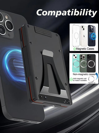 Magnetic Cellphone Wallet for Apple MagSafe with RFID-Blocking Metal Card Holder - Holds 10 Cards