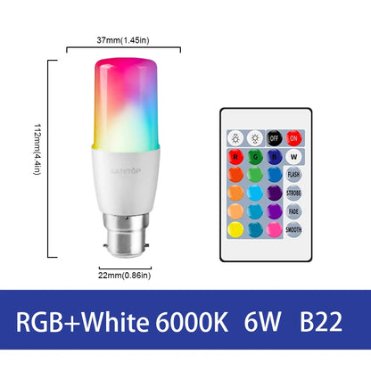 LED RGB Lamp Spotlight Bulb E27 E14 GU10 B22 AC120V 230V Bombillas LED 6W 10W IR Remote Control Led Smart RGBW Lamp Home Decor
