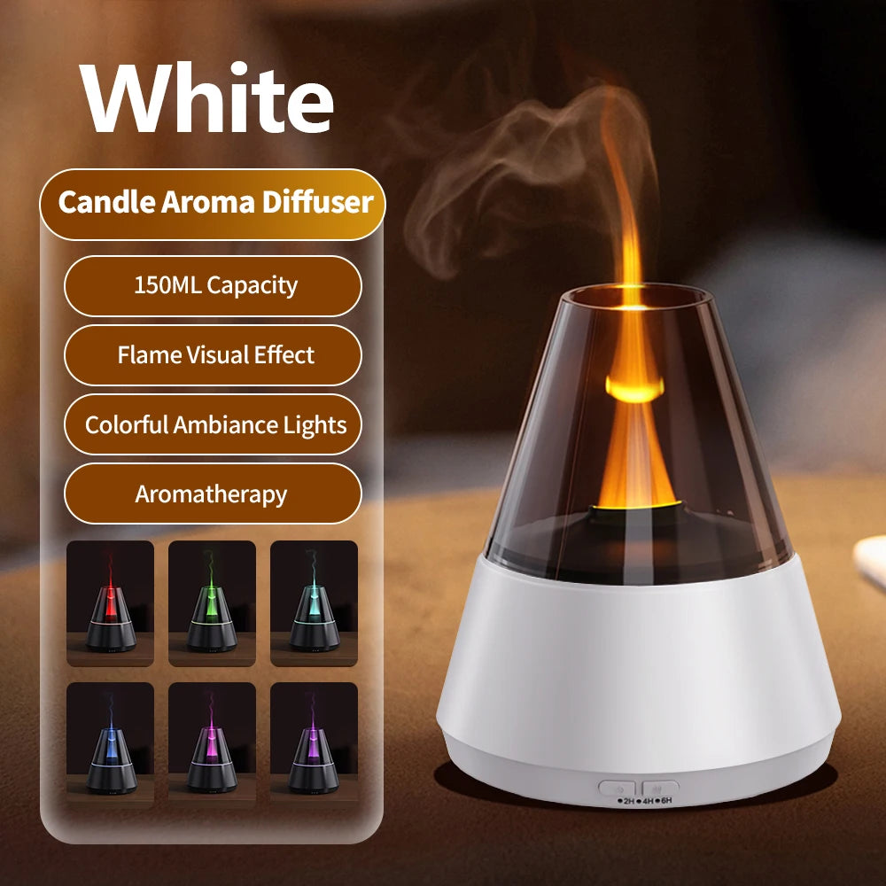 NEWSTYLE Simulated Flame Aroma Diffuser Bonfire Air Humidifier Ultrasonic Cool Mist Maker Fogger LED Essential Oil Lamp Diffuser