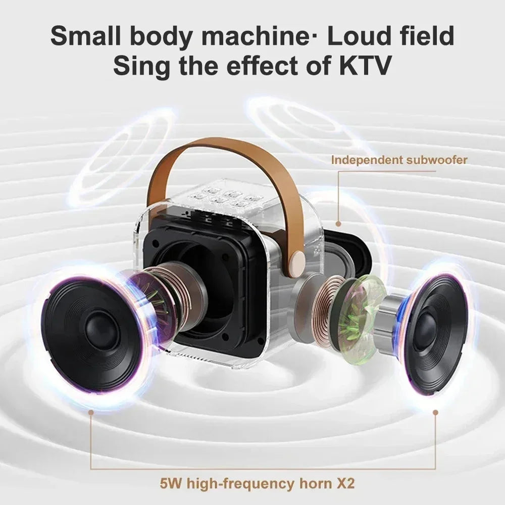 K12 Wireless Bluetooth Speaker with 2 Microphone RGB Portable Music Player Karaoke Machine for  Family Singing Children's Gifts