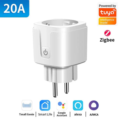 TNCE TUYA Smart Plug WiFi or Zigbee3.0 Socket EU 16A/20A Power Monitor Timing Function Voice Control Work With Alexa Google Home