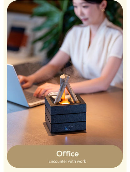 NEWSTYLE Simulated Flame Aroma Diffuser Bonfire Air Humidifier Ultrasonic Cool Mist Maker Fogger LED Essential Oil Lamp Diffuser