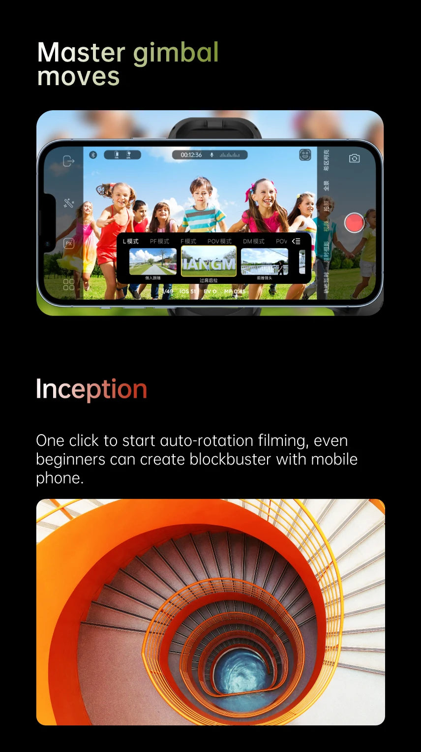 AOCHUAN 3-Axis Handheld Gimbal Stabilizer SmartXE for Smartphone for iPhone Android AI Face Tracking TikTok Vlog