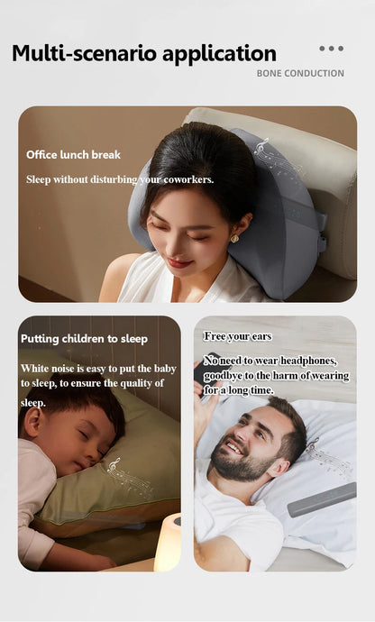 Under Pillow Bone Conduction Bluetooth Speaker White Noise Sleep Aid Soundbar with LED Display Timed Shutdown TF Card Music Play