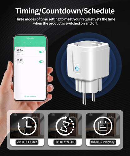 TNCE TUYA Smart Plug WiFi or Zigbee3.0 Socket EU 16A/20A Power Monitor Timing Function Voice Control Work With Alexa Google Home