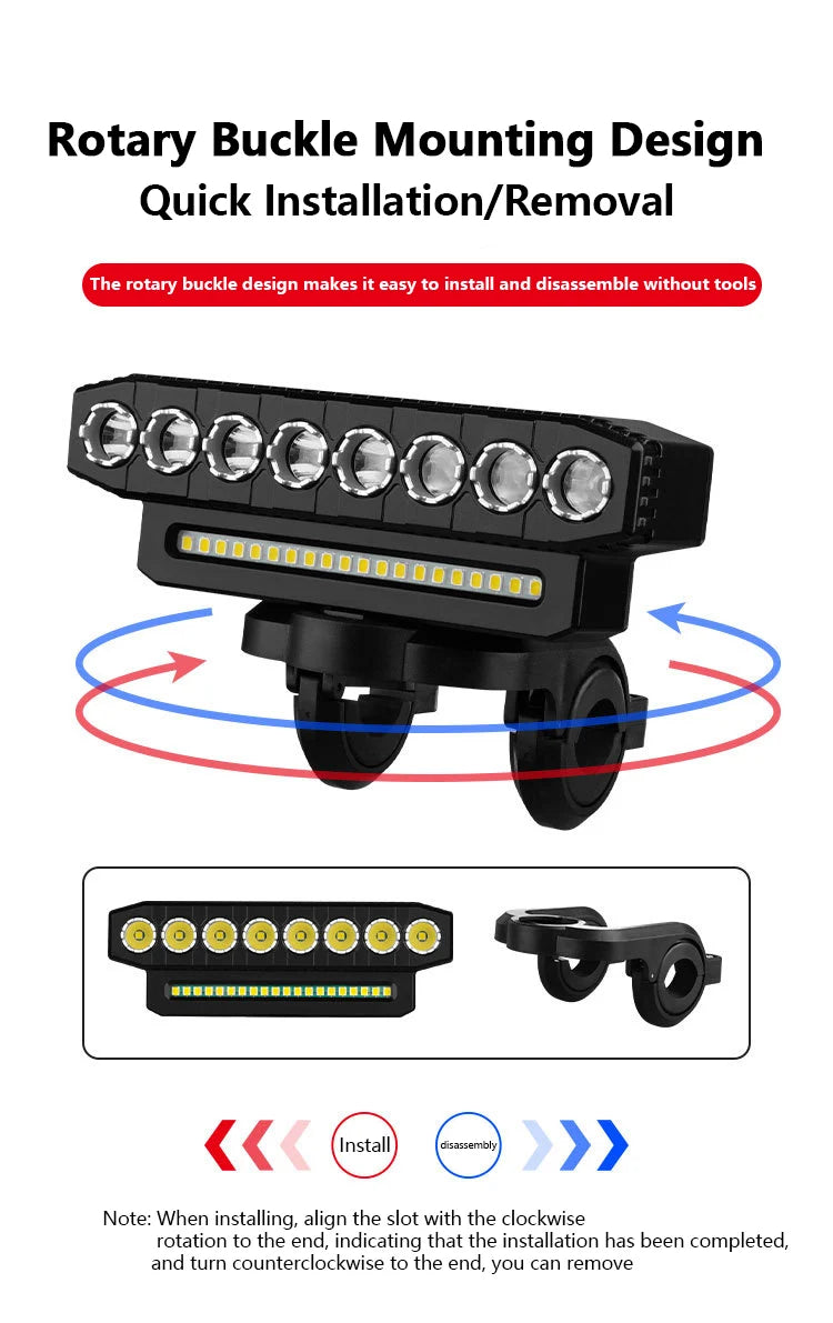 5/8 LED Bicycle Front Light USB Rechargeable 130dB Cycling Bike Horn Easy to Install 6 Modes Bicycle Bell Light