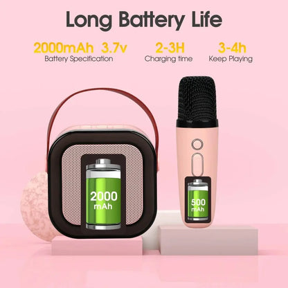 K12 Wireless Bluetooth Speaker with 2 Microphone RGB Portable Music Player Karaoke Machine for  Family Singing Children's Gifts