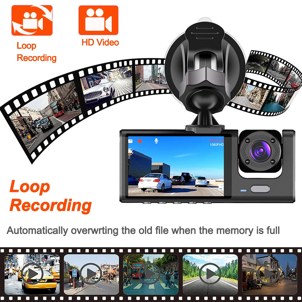 1080P Car Dvr 2/3 Camra Dash Cam for Cars Camera for Vehicle Recorder Video Front Optional Rear Camera  Night Vision Dashcam