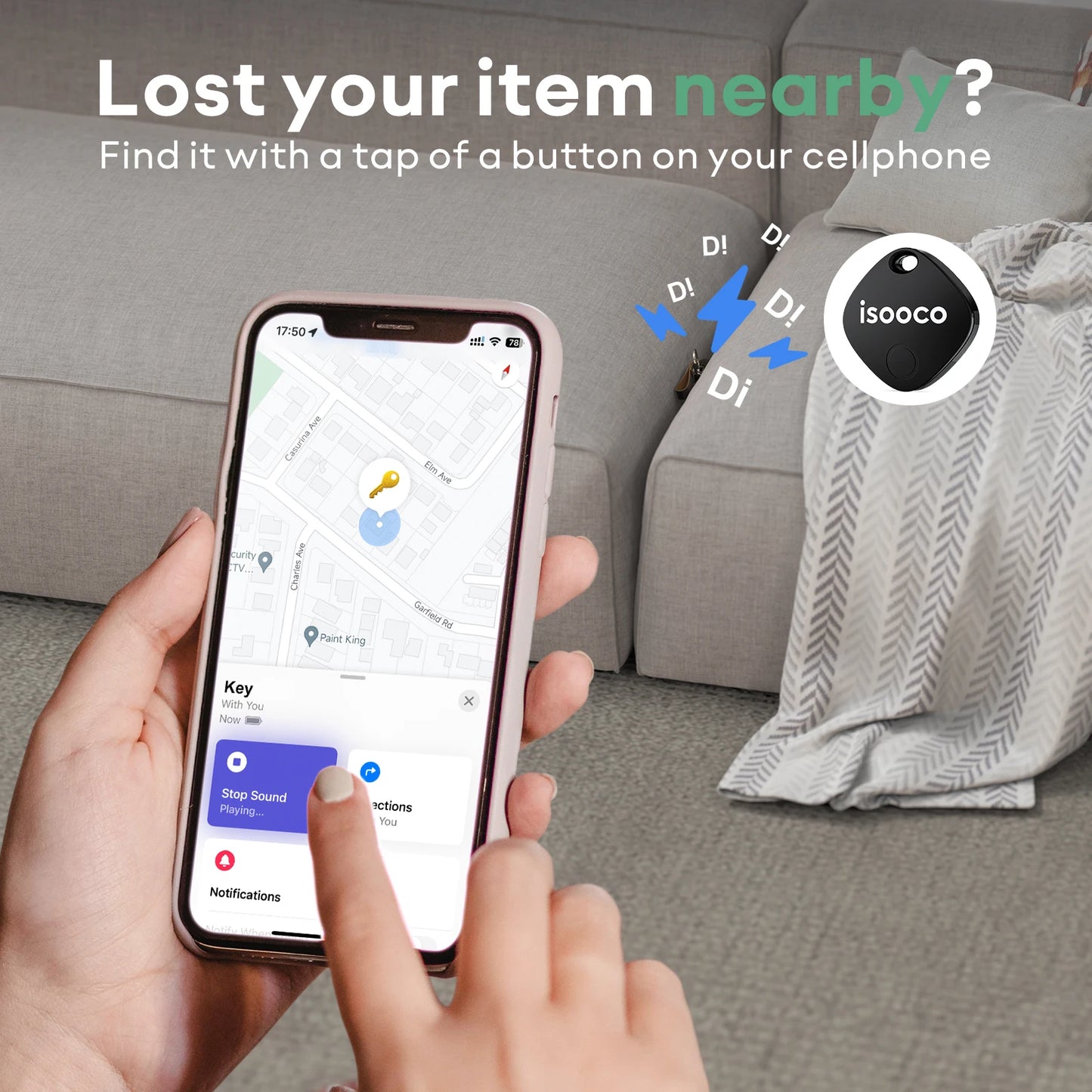 1/2/3/4pcs isooco Mini Car Locator Anti-lost Wallet Keychain Smart Tag Bluetooth Tracker Key Item Finder Use Find My (IOS Only)