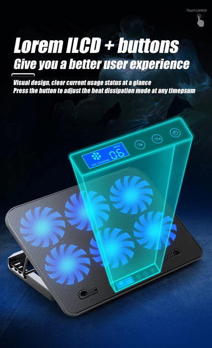 COOLCOLD A9 Gaming RGB Laptop Cooler 2 USB Ports 6 Fan Gaming Led Light Notebook Cooler For 13-18 Inch Stand For Laptop Macbook