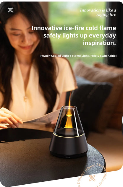 NEWSTYLE Simulated Flame Aroma Diffuser Bonfire Air Humidifier Ultrasonic Cool Mist Maker Fogger LED Essential Oil Lamp Diffuser