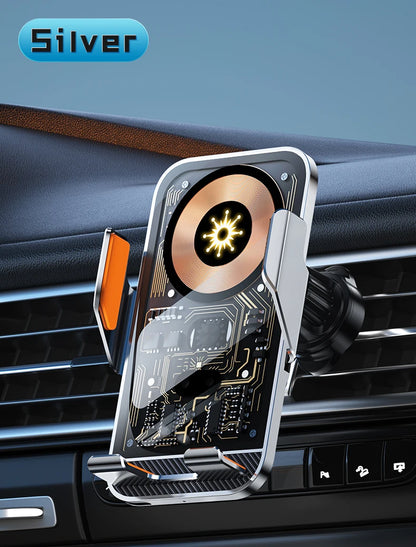 Universal Car Wireless Charging Mobile Phone Holder Air Outlet Navigation Bracket Transparent Vehicle Mount for Smartphones