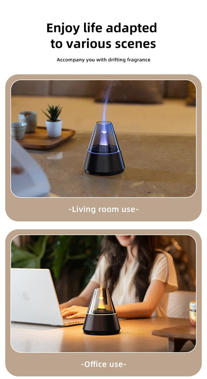 NEWSTYLE Simulated Flame Aroma Diffuser Bonfire Air Humidifier Ultrasonic Cool Mist Maker Fogger LED Essential Oil Lamp Diffuser