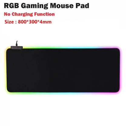 RGB Mouse Keyboard Pad with Wireless Charging Large Pads for Phone Gaming Mousepad Desktop PC Laptop Computer Desks Plate Mat