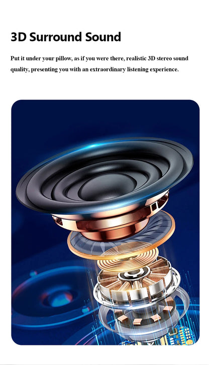 Under Pillow Bone Conduction Bluetooth Speaker White Noise Sleep Aid Soundbar with LED Display Timed Shutdown TF Card Music Play