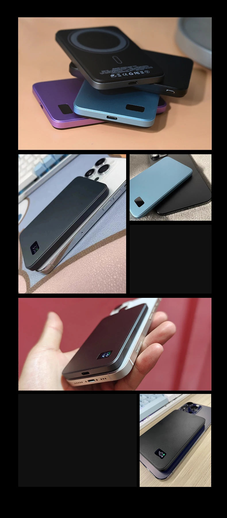 Ultra Thin Power Bank for MagSafe,Magnetic Wireless Fast Charging LED Display Portable Battery For iPhone Samsung Phone Airpods