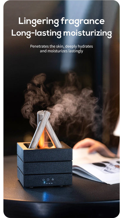 NEWSTYLE Simulated Flame Aroma Diffuser Bonfire Air Humidifier Ultrasonic Cool Mist Maker Fogger LED Essential Oil Lamp Diffuser