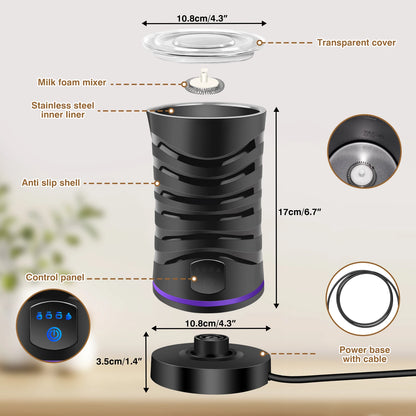 Milk Frother 4-in-1 Electric Milk Frother w/4 Modes Electric Milk Frother for Cappuccino, Latte, Mocha, Macchiato, Hot Chocolate