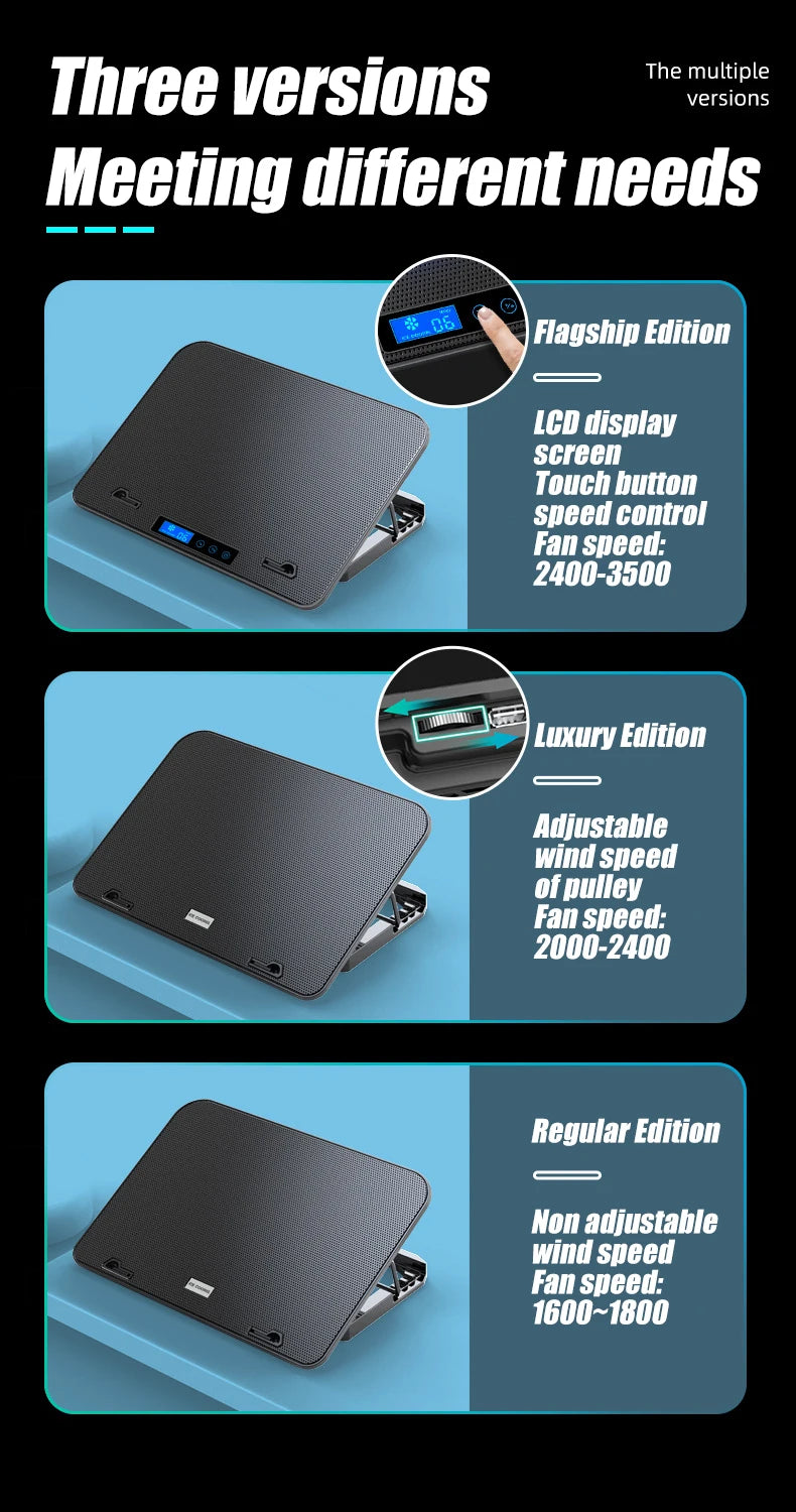 COOLCOLD A9 Gaming RGB Laptop Cooler 2 USB Ports 6 Fan Gaming Led Light Notebook Cooler For 13-18 Inch Stand For Laptop Macbook