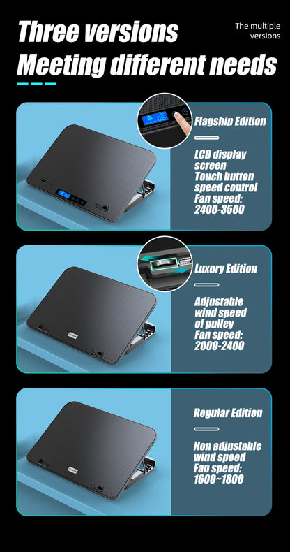 COOLCOLD A9 Gaming RGB Laptop Cooler 2 USB Ports 6 Fan Gaming Led Light Notebook Cooler For 13-18 Inch Stand For Laptop Macbook