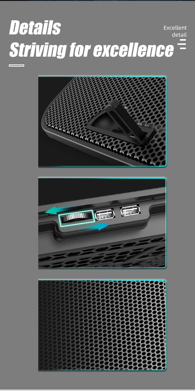 COOLCOLD A9 Gaming RGB Laptop Cooler 2 USB Ports 6 Fan Gaming Led Light Notebook Cooler For 13-18 Inch Stand For Laptop Macbook