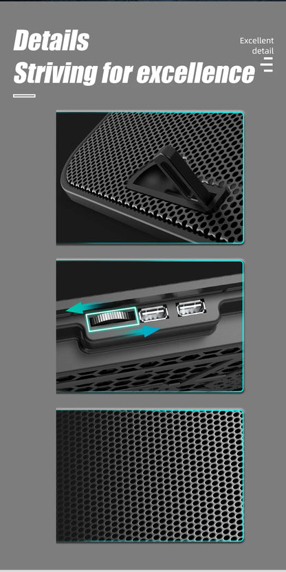 COOLCOLD A9 Gaming RGB Laptop Cooler 2 USB Ports 6 Fan Gaming Led Light Notebook Cooler For 13-18 Inch Stand For Laptop Macbook
