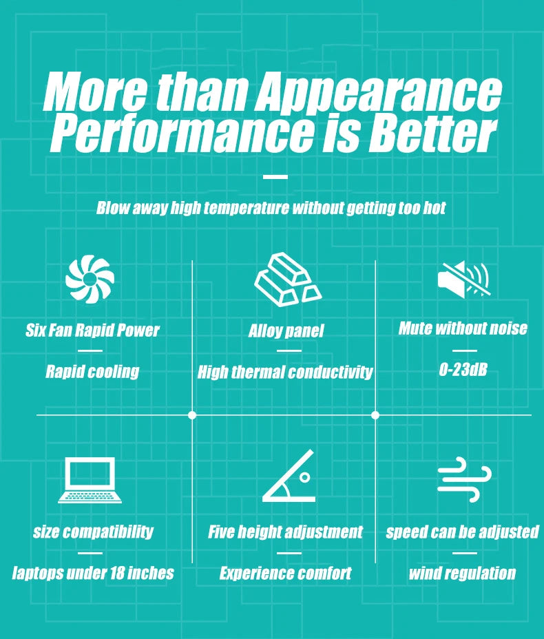 COOLCOLD A9 Gaming RGB Laptop Cooler 2 USB Ports 6 Fan Gaming Led Light Notebook Cooler For 13-18 Inch Stand For Laptop Macbook