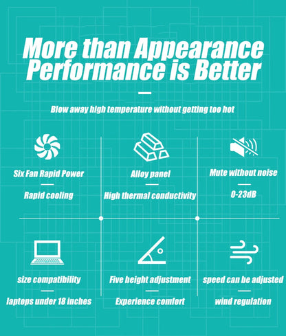 COOLCOLD A9 Gaming RGB Laptop Cooler 2 USB Ports 6 Fan Gaming Led Light Notebook Cooler For 13-18 Inch Stand For Laptop Macbook