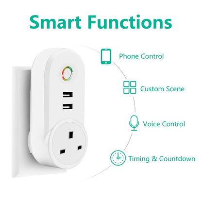 WiFi Smart Power Plug Adapter Electrical Outlet EU US AU UK GE Socket USB Time Remote Control by Smartlife App Alexa Google Home