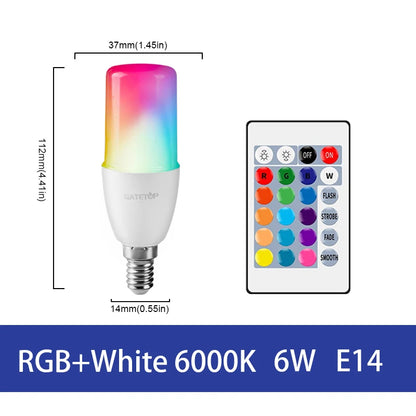 LED RGB Lamp Spotlight Bulb E27 E14 GU10 B22 AC120V 230V Bombillas LED 6W 10W IR Remote Control Led Smart RGBW Lamp Home Decor