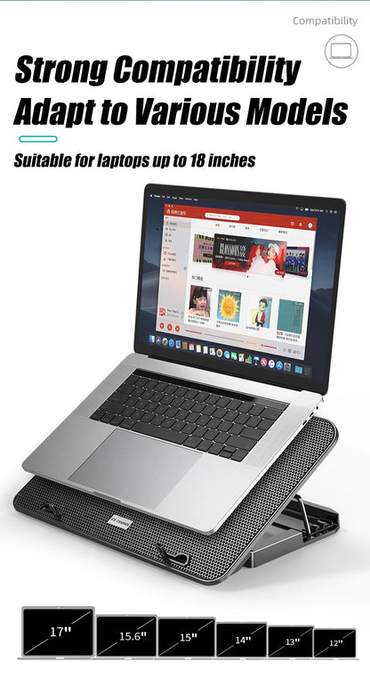 COOLCOLD A9 Gaming RGB Laptop Cooler 2 USB Ports 6 Fan Gaming Led Light Notebook Cooler For 13-18 Inch Stand For Laptop Macbook