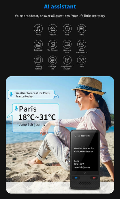 Language Translator Device AI Translation Support ChatGPT 138 Languages Translation Two Way Real Time Voice Translation with