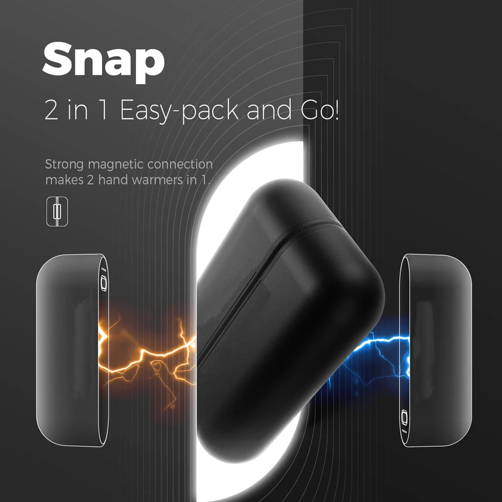 New 2 in 1 Magnetic Rechargeable Hand Warmers Electric Portable Handwarmers Ergonomic Compact Pocket Heater Tech Gifts Outdoors