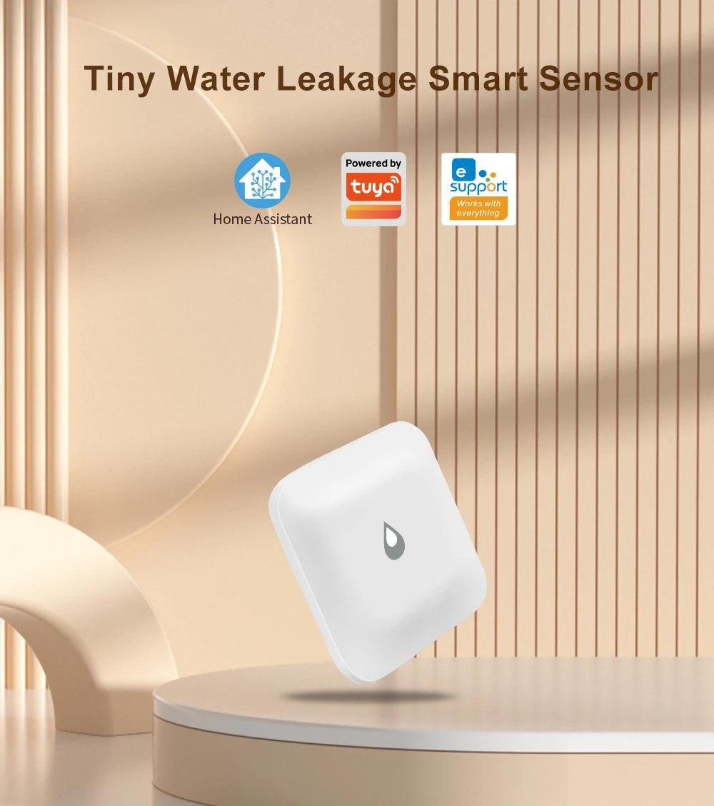 Tiny Water Leakage Smart Sensor ZigBee Smart Leakage Detector Alarm Supports tuya/Home Assistant/eWeLink for Smart Home Security