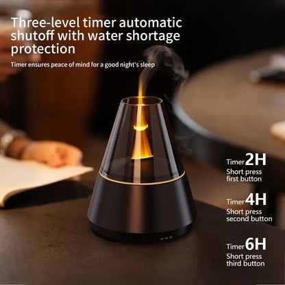 NEWSTYLE Simulated Flame Aroma Diffuser Bonfire Air Humidifier Ultrasonic Cool Mist Maker Fogger LED Essential Oil Lamp Diffuser