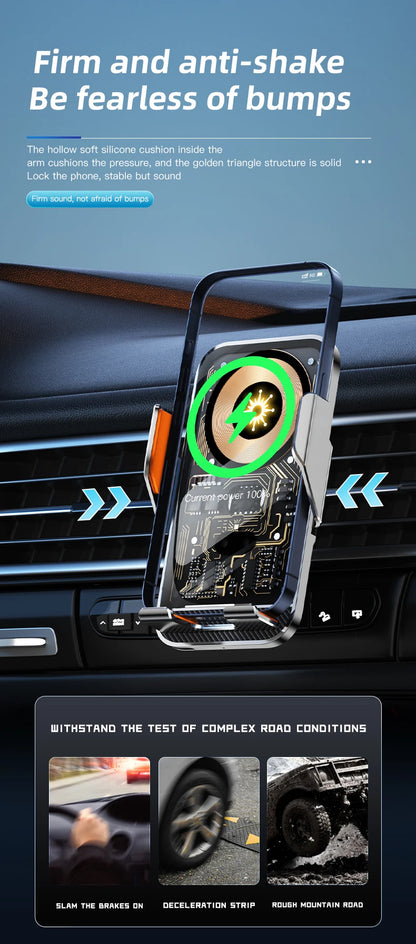 Universal Car Wireless Charging Mobile Phone Holder Air Outlet Navigation Bracket Transparent Vehicle Mount for Smartphones