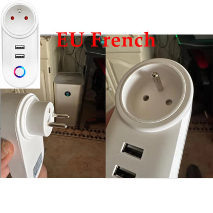 WiFi Smart Power Plug Adapter Electrical Outlet EU US AU UK GE Socket USB Time Remote Control by Smartlife App Alexa Google Home