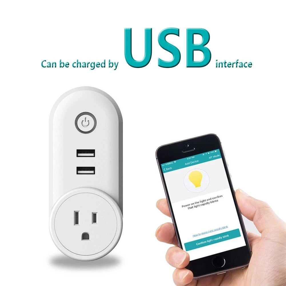 WiFi Smart Power Plug Adapter Electrical Outlet EU US AU UK GE Socket USB Time Remote Control by Smartlife App Alexa Google Home