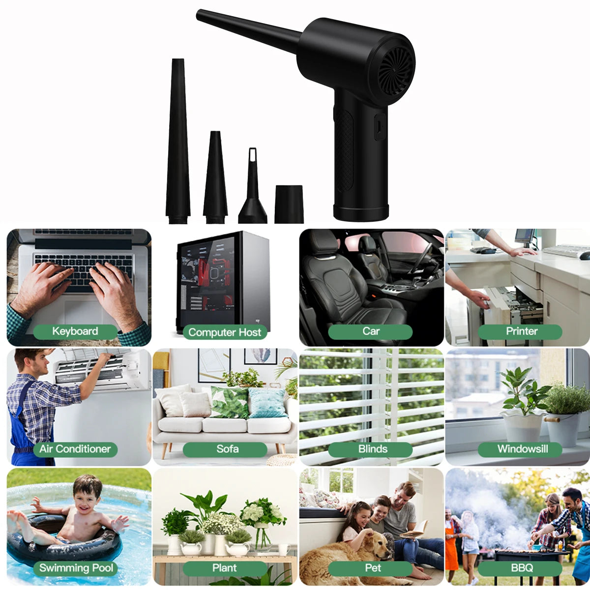 Compressed Air Duster For Computer Keyboard 51000 RPM USB Charging Mini Electric Cordless PC Car Cleaner Wireless Air Blower